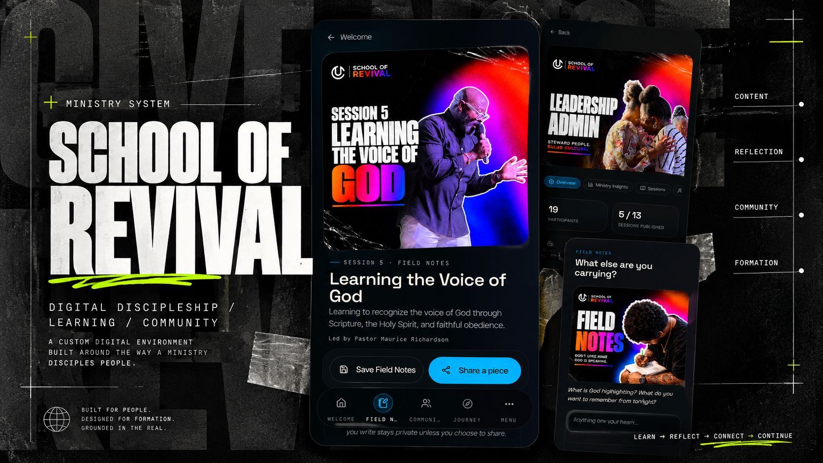 School of Revival custom digital discipleship, learning and community experience.